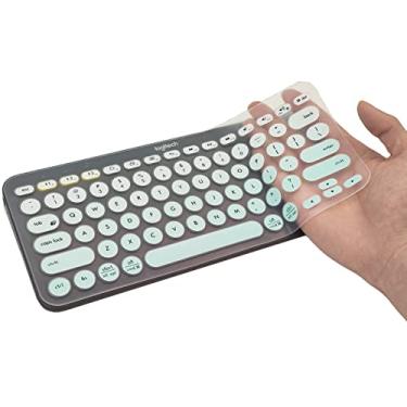 Imagem de Capa de teclado K380 Logitech ultrafina de silicone, capa de teclado para teclado sem fio Logitech K380, capa de teclado Logitech à prova d'água e poeira (verde gradiente)