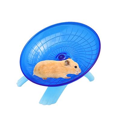 Imagem de Litewoo Brinquedos de exercício com roda de hamster, pires voadores Silence Quite Spinner, para ratos gerbil, ratos, anões, hamster e outros animais pequenos (azul)