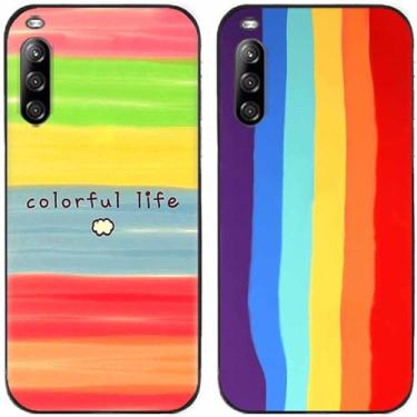 Imagem de 2 peças colorido vida arco-íris impresso TPU gel silicone capa de telefone traseira para Sony Xperia todas as séries (Sony Xperia L4)