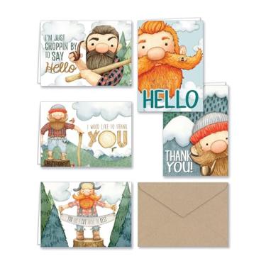 Imagem de Cartas de papel com lenhador francês Thank You and General Note e envelopes Kraft – Pacote com 25