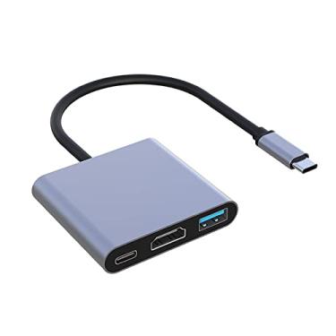 Imagem de Hub USB 3.0 para porta tipo C, adaptador 3 em 1 para acessórios de PC com USB-C 4K HDMI SD/TF Ethernet, estação de base para tablet, PC, telefone, compatível com HP Dell Switch Galaxy Surface Thinkpad