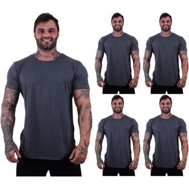 Imagem de Kit 5 Camiseta Longline MXD Conceito Slim Cores Básicas e Mescladas Lisas-Masculino