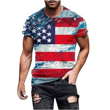 Imagem de MaMiDay Camisetas masculinas com bandeira americana, manga curta, gola redonda, 4 de julho, camisetas patrióticas, caimento justo, camiseta com gráfico, A01 multicolorido, 4G