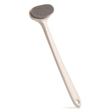 Imagem de (White Handle + Black Bristles) - Back Body Brush Bath Shower Scrubber with Long Handle and Soft Comfy Nylon - Improve Skin's Health and Beauty Wet or Dry (White Handle Black Bristles)