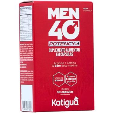 Imagem de Katiguá, Men 40 Potency, Com Boro, Arginina + Caffeine, Vitamina B3 + B6, Sem sabor, Para Homens, 30 Cápsulas rígidas • 30 doses, Vermelho