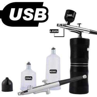 Imagem de Kit compressor aerógrafo usb recarregável sem fio portátil