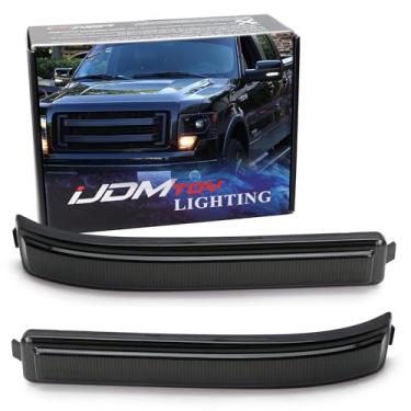 Imagem de iJDMTOY Lente fumê branca com luzes de LED espelhadas laterais compatíveis com Ford F150 e SVT Raptor 2009-14 2009-14, substitui refletores OEM âmbar sem lâmpada