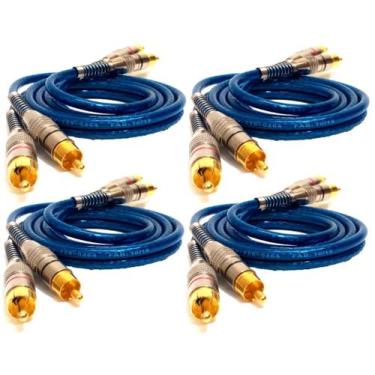 Imagem de 4 Cabo RCA Blindado 1M Banhado Ouro Crossover Amplificador - SVART TEC