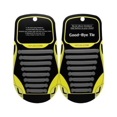 Imagem de Kit Cadarços Silicone Elástico Prático Rápido - ByteStore, Cinza