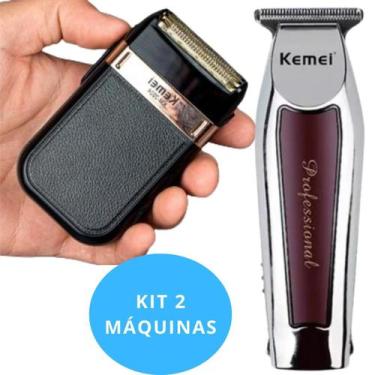 Imagem de Kit Profissional Pessoal KEMEI: Barbeador 2024 + Máquina 9164