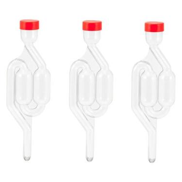 Imagem de Kit 03 Válvulas Airlock Tipo S Air Lock Para Fermentação Cerveja Kombu