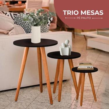 Imagem de Kit Trio Jogo de Mesas Lateral Decorativas - Kelan, Preta