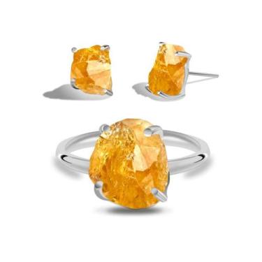 Imagem de Conjunto de Citrino - Cristal Natural, Prata 925