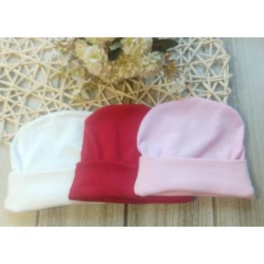 Imagem de Kit 3 peças Touca recém nascido bebê 100% Algodão Antialérgico menino 