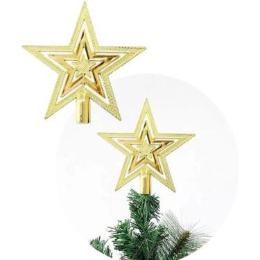 Imagem de Ponteira Estrela Vazada Para Árvore De Natal Dourada De 19cm - Genéric