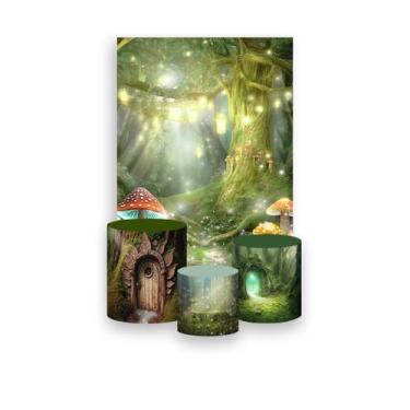 Imagem de Painel De Festa Vertical 1,50 x 2,20 + Trio De Capas Cilindro - Jardim
