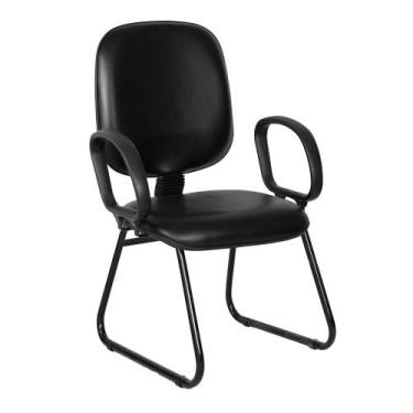 Imagem de Cadeira Ágata Diretor Pé Sky Braço Corsa Revestimento Sintético Preto 