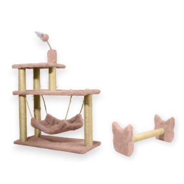 Imagem de Arranhador Para Gatos 3 Plataformas Rede E Brinquedos Poste Sisal Cara