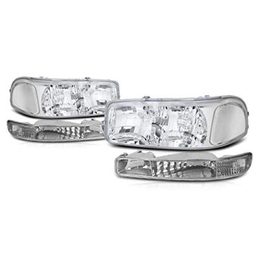 Imagem de PM PERFORMOTOR PMHL-GSIE-9906-4P-OH-CC Faróis de canto transparente com invólucro cromado [compatível com 99-07 Sierra 1500 2500 3500&HD / 99-06 Yukon&XL / Sierra C3 2001]