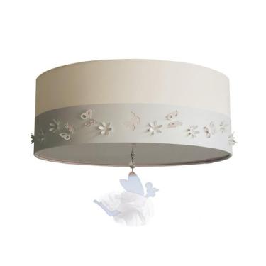 Imagem de Luminária Plafon Infantil Fadas Cúpula Branco 50x15 3E27 - Tom Luz