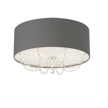 Imagem de Plafon Princesa 50x15 Em Tecido E Cristal - Quarto, Sala Preto - Tom L