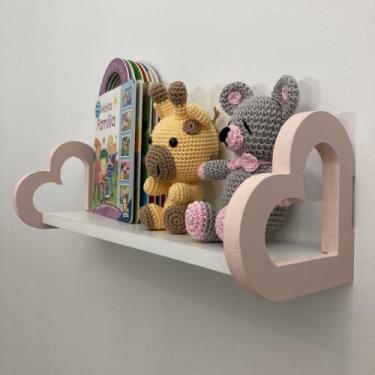 Imagem de Prateleira coração colorida quarto decoração infantil 45cm - Souvenir 