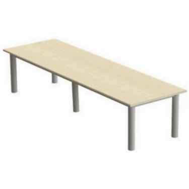 Imagem de Mesa refeitório 4 pés + pés central -bp branca - MOVEIS VITORINO