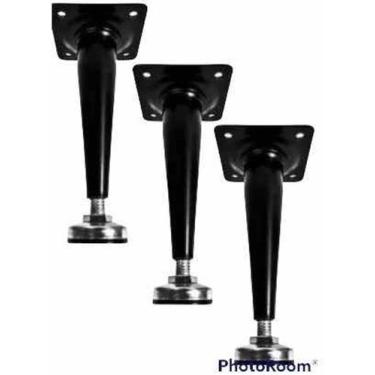 Imagem de 3 Pes Cônico P/ Moveis Preto, 15cm C/ Parafuso - comercialoliveira