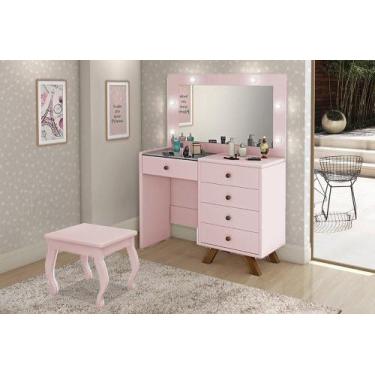 Imagem de Penteadeira Camarim com Espelho e LED Luna Rosê - Luapa