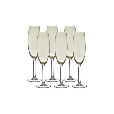 Imagem de Jogo com 06 Taças de Champagne em Cristal de Soda Âmbar 220ml 6,5x24cm