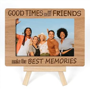 Imagem de Porta-retrato de melhor amigo, porta-retrato de amigos, Good Time And Crazy Friends Make The Best Memories Frame Gift For Best Friends, ideias para presentes de aniversário de amigos, moldura de mesa