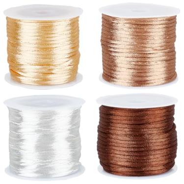 Imagem de SUNNYCLUE 4 Rolos de Cordão Chinês de Náilon Cetim Fio de Miçanga 2 mm Marrom Branco Camelo Multicolorido Seda Fina Corda Macramê para Pulseiras Colar Miçangas Fazer Joias Faça Você Mesmo Acessórios