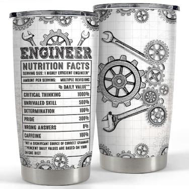 Imagem de SANDJEST Copo de engenheiro de 590 ml, presentes de engenheiro para homens, copos isolados de aço inoxidável, caneca de café, caneca de viagem, presente de engenharia para aniversário, Natal