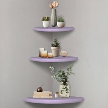 Imagem de KIAGA, Kit Prateleira de Canto de Parede Colorido em Mdf Laqueado Cor:LAVANDA;Tamanho:ÚNICO