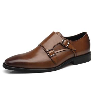 Imagem de La Milano Sapato social masculino com cadarço Oxford clássico bico liso moderno formal sapatos de couro para homens, Charles-1-marrom escuro, 41