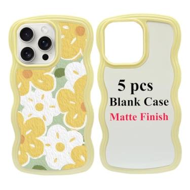 Imagem de JUSTRY 5 peças de capa de telefone em branco sublimação capa de telefone impressa em branco compatível com iPhone 14 Pro Max, 6,7 polegadas, capa protetora de borracha DIY prensa térmica + inserção