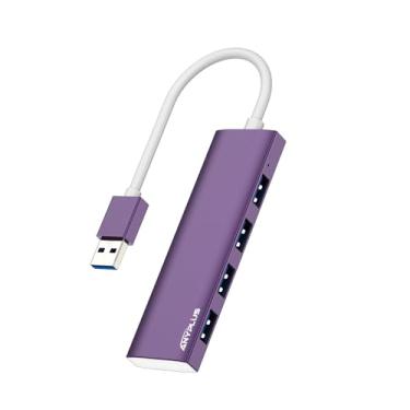 Imagem de ANYPLUS Hub USB, hub USB 3.0, divisor USB ultrafino de liga de alumínio, extensor USB portátil de 4 portas, hub USB para laptop, PC, MacBook, iMac, Surface Pro, Mac Pro, Flash Drive, XPS 【Roxo】