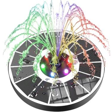 Imagem de SZMP Fonte solar atualizada, painel 100% de vidro, bomba de água alimentada por energia solar de 3,5 W, bateria embutida 2000 com 7 bicos e 4 fixadores, fonte solar de banho para pássaros, jardim