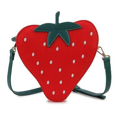 Imagem de ENJOININ Bolsa divertida para mulheres, bolsa tiracolo de corrente exclusiva para adolescentes com alça de ombro ajustável, Vermelho escuro, Small