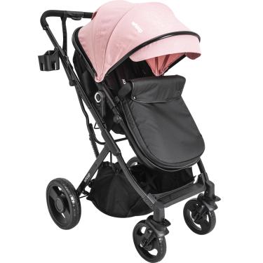 Imagem de Carrinho de Bebe Kiddo Vox II Melange Rosa Berço Passeio Moises