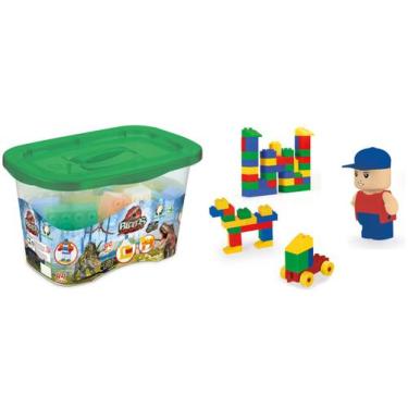 Imagem de Dino Blocos Extreme 43 Blocos de Montar + 1 Boneco + 1 Cartela de Ades