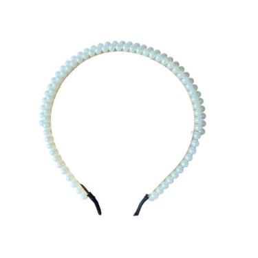 Imagem de Tiara Arco com Pérolas Branca Feminino Acessório 14cm - Blook