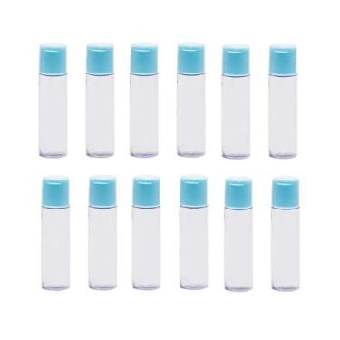 Imagem de kit 12 Frascos Pvc Transparente 15ml c/ Tampa Azul Flip Top - Lynx Pro