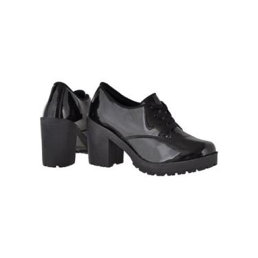 Imagem de Oxford Feminino Verniz Salto Cr Shoes 1710 - Crshoes, Preto verniz, 37