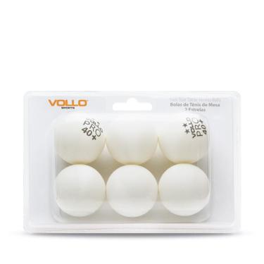 Imagem de Bola de Tênis de Mesa Vollo 2 Estrelas com 06 Bolas Branca
