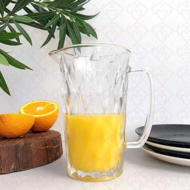 Imagem de Conjunto Jarra Vidro 1 Litro Desenhado Diamante 3 Unidades