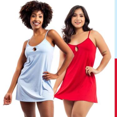 Imagem de Kit 2 Camisolas Curta de Dormir Pijama Feminino sem Bojo - Viére, GG, 