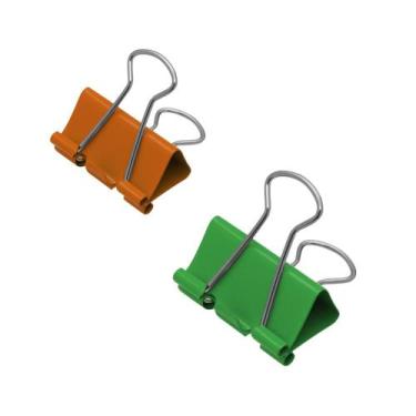 Imagem de Prendedor de Papel Clipes Binder 32mm Neon Brw, KIT (LARANJA+VERDE)