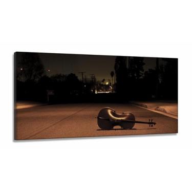Imagem de Quadro Violoncelo Na Rua Paisagem Decorativo em Tecido Canvas 130x60 -