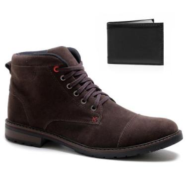Imagem de Bota Masculina Bredeni Camurça Com Carteira, 38, Marrom, Masculino